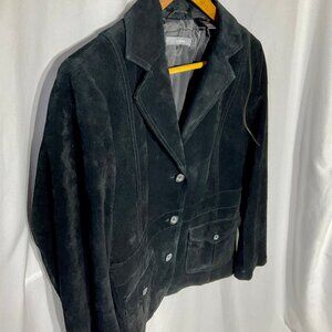 Liz Claiborne Sz M Petite Black Suede Blazer